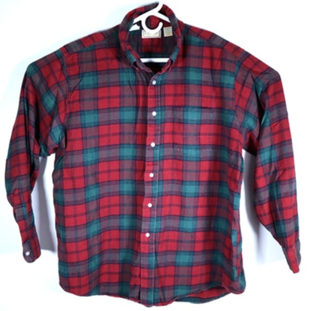 Vintage L.L. Bean Button Up Long Sleeve Flannel Made In USA Mens XL Red Plaid